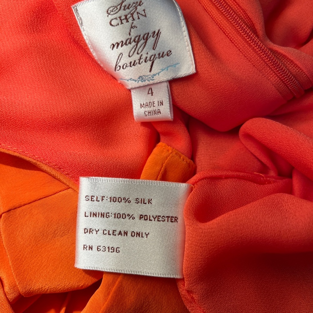 Orange Suzy Chin for Maggy Boutique asymmetrical cocktail dress - Picture 8 of 10